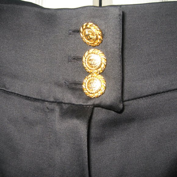 ❤️CHANEL COUTURE Palazzo Runway Wide Leg Black High Waist 5 CC Button Pan… - Picture 7 of 15